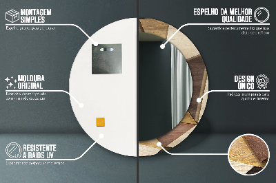 Ronde spiegel met bedrukte lijst Geometrisch 3d -hout