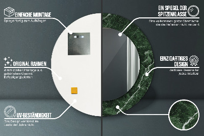 Bedrukte ronde spiegel Groen marmer