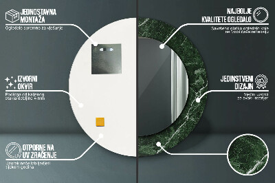 Bedrukte ronde spiegel Groen marmer