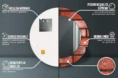 Bedrukte ronde spiegel Rode baksteen