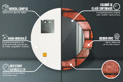 Bedrukte ronde spiegel Rode baksteen