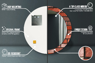 Bedrukte ronde spiegel Rode baksteen