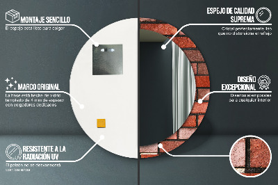 Bedrukte ronde spiegel Rode baksteen