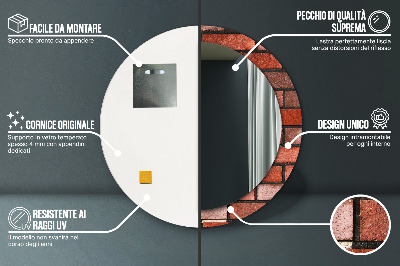 Bedrukte ronde spiegel Rode baksteen