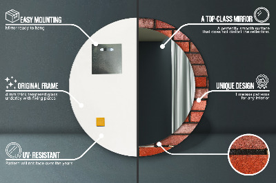 Bedrukte ronde spiegel Rode baksteen
