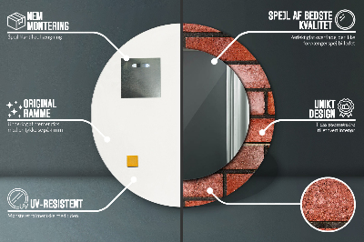 Bedrukte ronde spiegel Rode baksteen