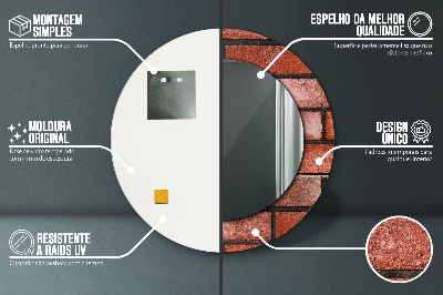 Bedrukte ronde spiegel Rode baksteen