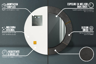 Bedrukte ronde spiegel Grijze driehoeken