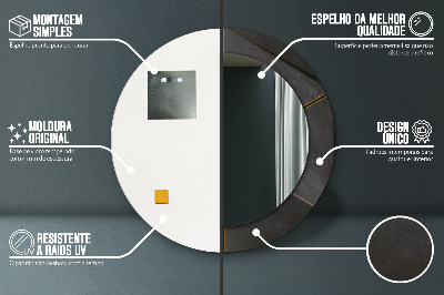 Bedrukte ronde spiegel Grijze driehoeken