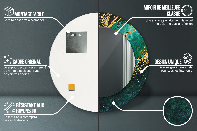 Bedrukte ronde spiegel Marmeren groen