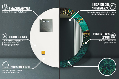 Bedrukte ronde spiegel Marmeren groen