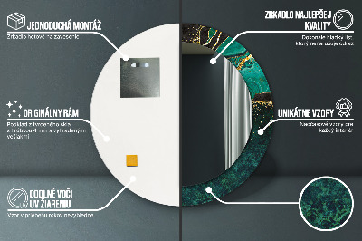 Bedrukte ronde spiegel Marmeren groen
