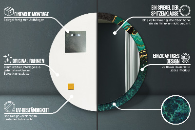 Bedrukte ronde spiegel Marmeren groen