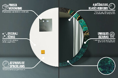 Bedrukte ronde spiegel Marmeren groen