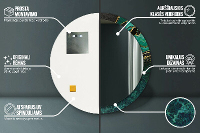 Bedrukte ronde spiegel Marmeren groen