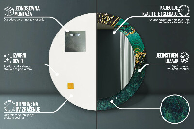 Bedrukte ronde spiegel Marmeren groen