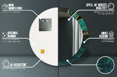 Bedrukte ronde spiegel Marmeren groen