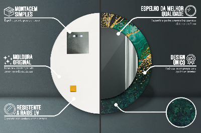 Bedrukte ronde spiegel Marmeren groen