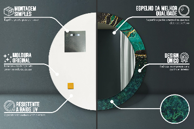 Bedrukte ronde spiegel Marmeren groen