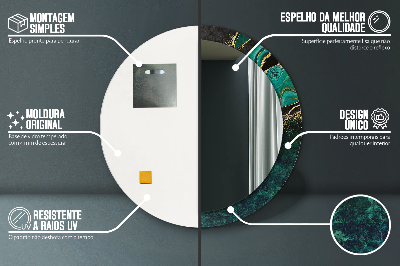 Bedrukte ronde spiegel Marmeren groen