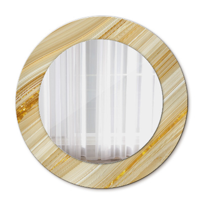 Bedrukte ronde spiegel Golden abstract