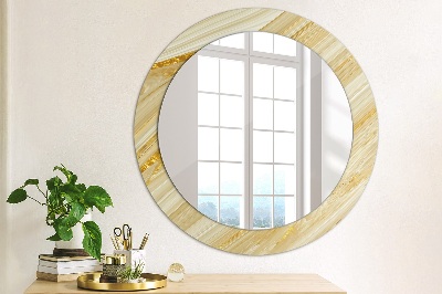 Bedrukte ronde spiegel Golden abstract
