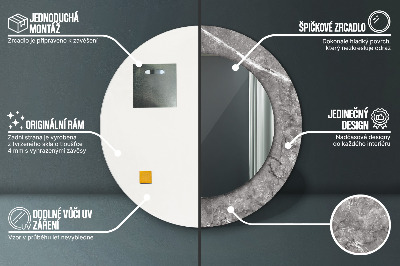 Ronde spiegel met bedrukte lijst Rustiek marmer