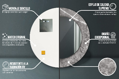 Ronde spiegel met bedrukte lijst Rustiek marmer