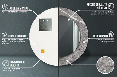 Ronde spiegel met bedrukte lijst Rustiek marmer