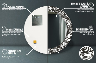 Ronde spiegel lijst met print Abstracte vloeistof