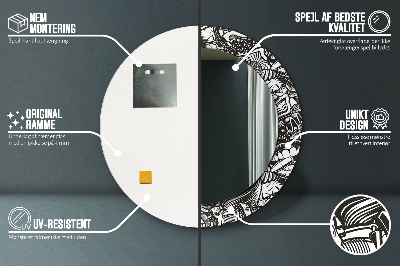 Ronde spiegel lijst met print Abstracte vloeistof