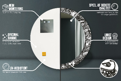 Ronde spiegel lijst met print Abstracte vloeistof