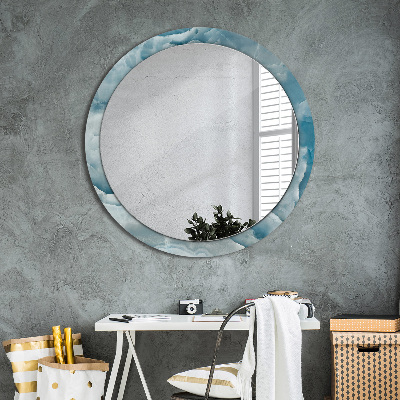 Bedrukte ronde spiegel Blauw onyx marmer