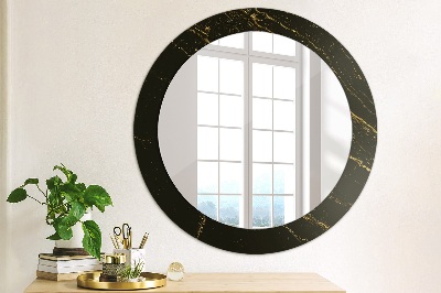 Bedrukte ronde spiegel Zwart marmer