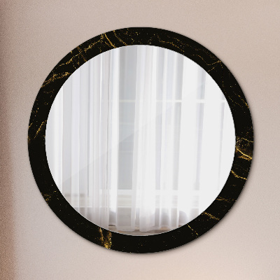 Bedrukte ronde spiegel Zwart marmer