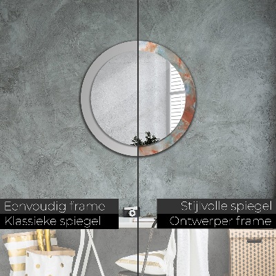 Ronde spiegel met decoratie Onyx knikkers