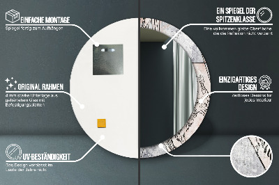 Ronde spiegel met bedrukte lijst Abstry dieren