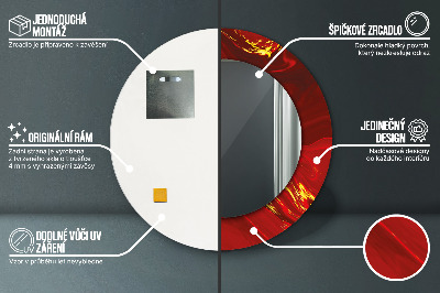 Ronde spiegel met bedrukte lijst Rood marmer