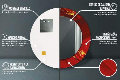 Ronde spiegel met bedrukte lijst Rood marmer