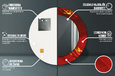 Ronde spiegel met bedrukte lijst Rood marmer