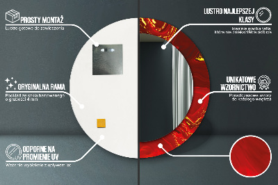 Ronde spiegel met bedrukte lijst Rood marmer