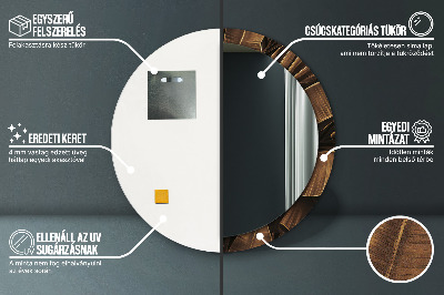 Ronde spiegel lijst met print Bruine bananenbladeren