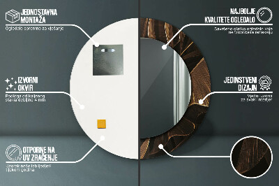 Ronde spiegel lijst met print Bruine bananenbladeren