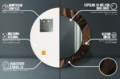 Ronde spiegel lijst met print Bruine bananenbladeren