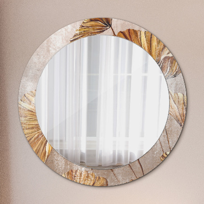 Bedrukte ronde spiegel Gouden bladeren