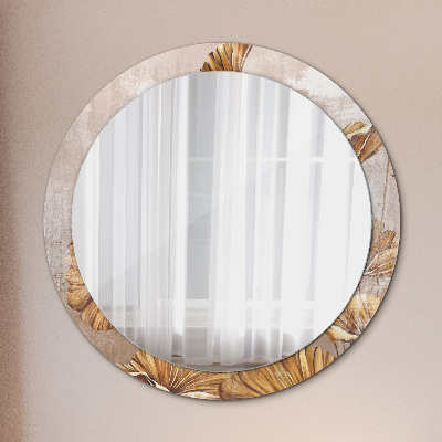 Bedrukte ronde spiegel Gouden bladeren