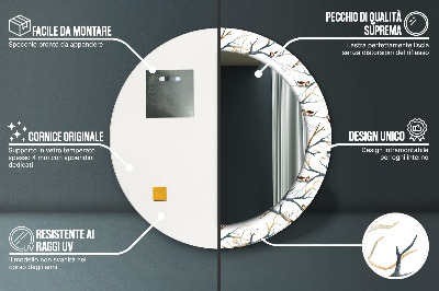 Bedrukte ronde spiegel Sparrows birds -takken