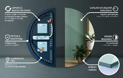 Halfronde spiegel met LED-achtergrondverlichting