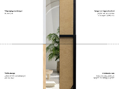 Staande spiegel in een witte lijst 36x156 cm