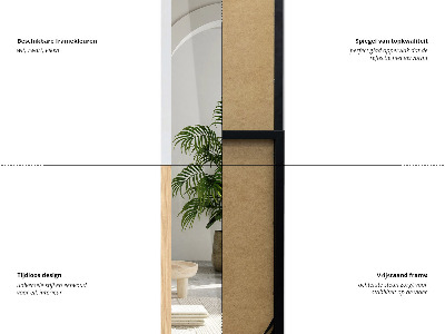 Staande spiegel in een witte lijst 36x156 cm